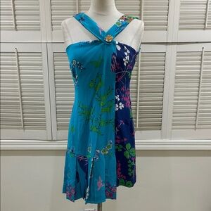 Versace Floral Blue and Green Women's Dress